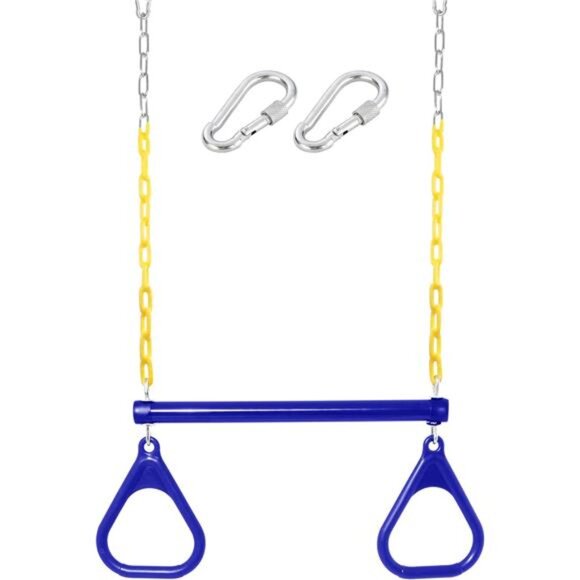 18" Trapeze Swing Bar Rings 48" Heavy Duty Plastic Coated Chains Swing Set